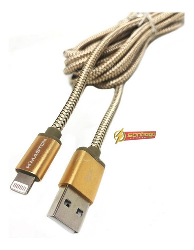 Cabo Usb Para Fonte Carregador 3 Metros iPhone 11 12 Pro Max Cor Dourado