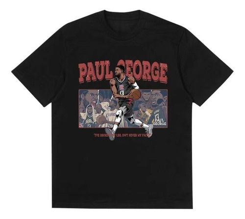 Playera Negro Oversize Paul George Manga Corta Hombre Nba14