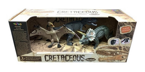 Cretaceous Set De Dinosaurios Articulados 3 Pzas Jlt 99552