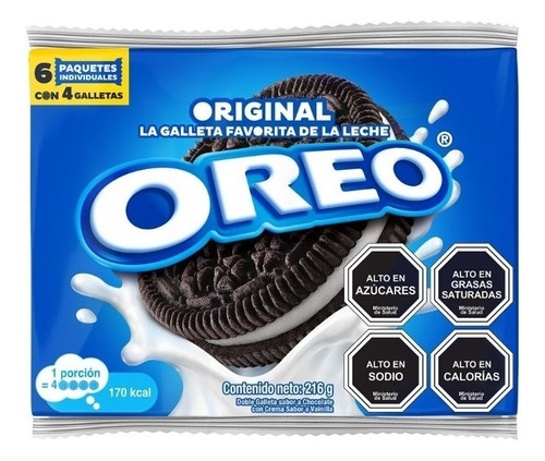 Oreo Galletas De Chocolate Rellena Sabor Vainilla 6 X 36 Gr