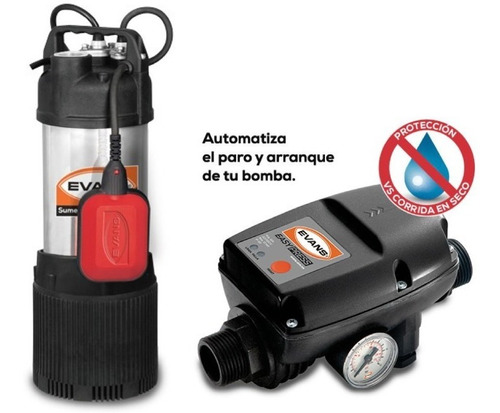 Bomba Presurizadora Sumergible 1 Hp Con Kit De Presion Evans