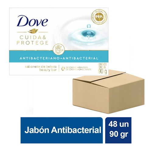 Pack X 48 Un Dove Jabon Antibacterial Cuida Y Protege 90 Gr