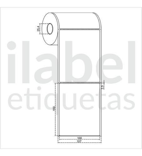 Etiqueta 10x15cm Bopp P/ Zebra Argox Elgin - Rolo C/ 196 Cor Branco