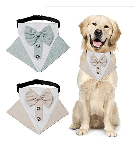 Collar De Bandana De Esmoquin Para Perro 2 Pzas Ajustables F