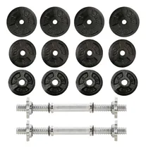 Comprar Kit Pesas Set 2 Barras Mancuernas + 70lb Discos Estándar Gym
