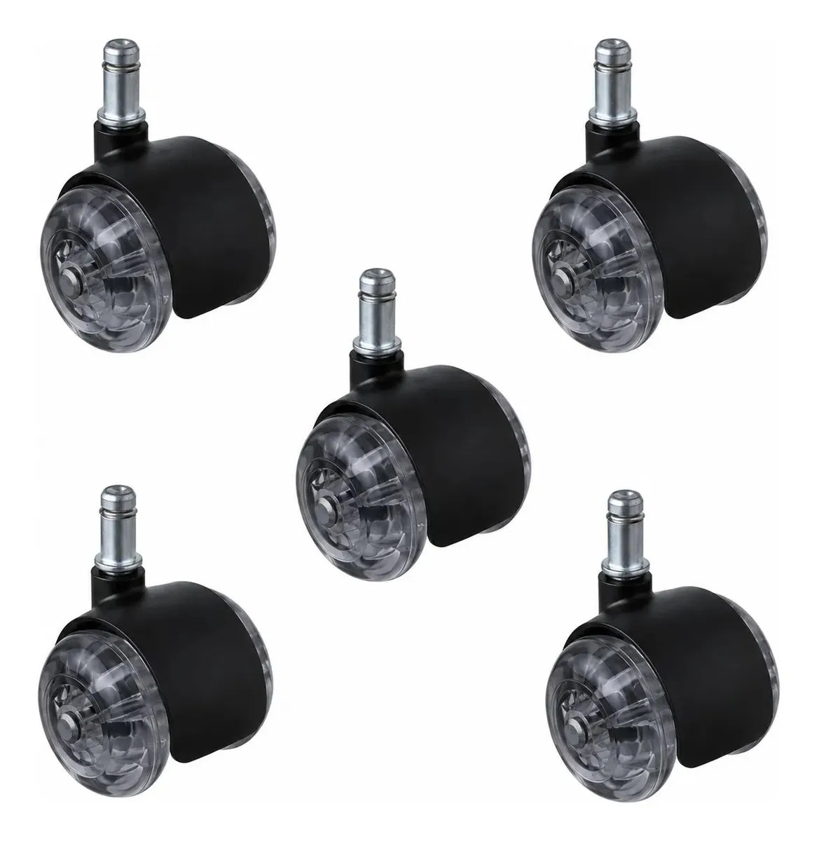Kit 5 Rodízios Giratórios Squadroni SQ91 50mm Gel para Cadeiras Escritório