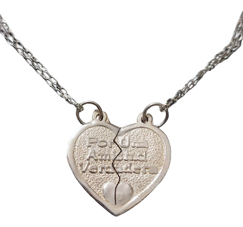 Collar 2 Cadenas Corazon Mejores Amigas Plata 925 + Caja Reg