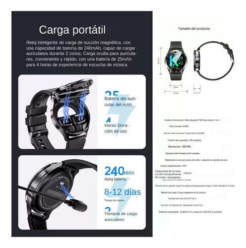 Reloj Inteligente Con Auriculares 2 En 1