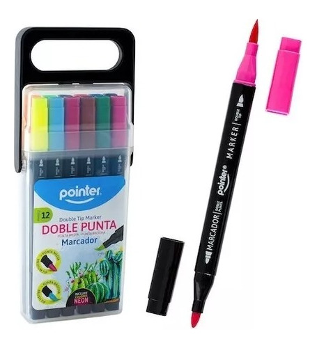 Marcadores Permanentes Pointer Doble Punta Set 12 Colores