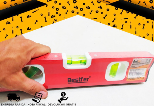 Nível Alumínio Com Base Magnética 3 Bolhas Profissional 30cm