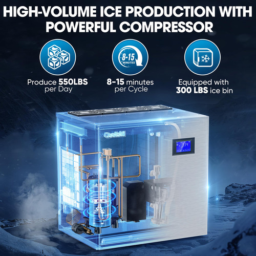 Máquina De Hielo Industrial 550 Libras Día 22 Pulgadas Ancho Color