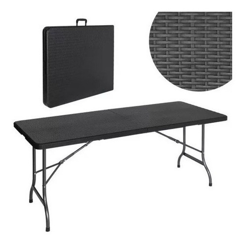 Mesa Para Jardin Plegable Pvc Simil Ratan Reforzada 180x74
