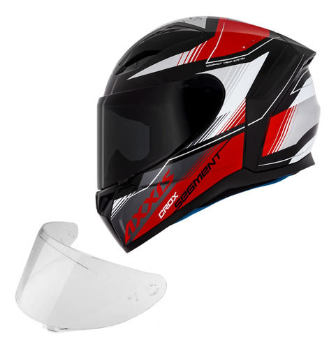 Capacete Moto Axxis Diagon Preto Vermelho + Viseira Fume