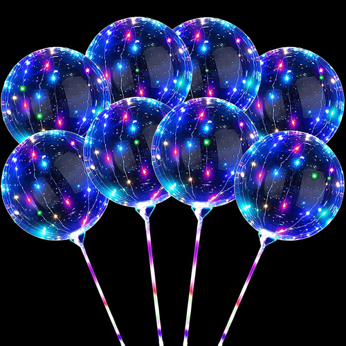 Globos Led Iluminados, Paquete De 10 Globos Led Con Palos, G