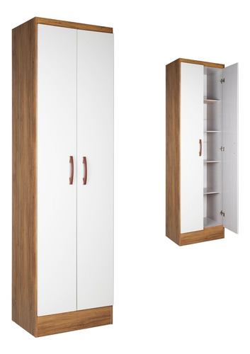 Mueble Armario Closet Mdp Multiusos 2 Puertas Con Estantes Color Nogal Kingshouse