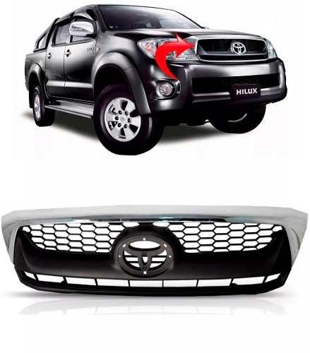 Grade Dianteira Hilux Pick Up 2009 2010 2011 Cinza Cromado