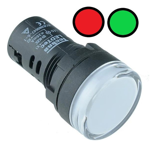 Lampara Indicadora Luz Led Piloto 22mm Rojo + Verde 24 Volts