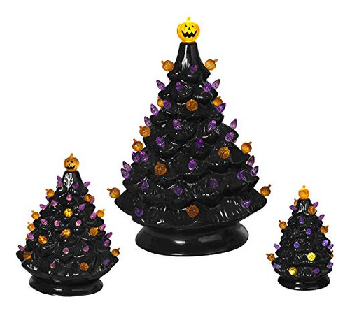 3-pc Light Up Black Ceramic Dolomite Trees Purple Dfhji