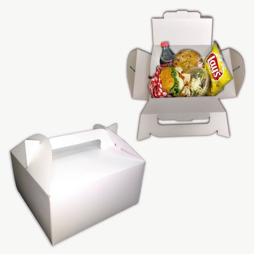 Caja Delivery Eco Cajita Feliz Grande Pack X 100 Un Maletin