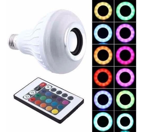 Lampada Mp3 Bluetooth Led Colorida Controle+adaptador Tomada