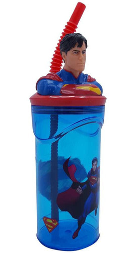 Vaso Infantil De  Superman Man Estatuilla 3d  Figura  Pajita