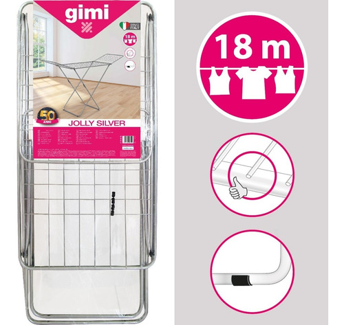 Tendedero Ropa Acero Tender Con Alas Piso Pie Gimi Italiano