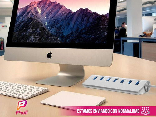 Imagen 6 de 8 de Hub Usb 3.0 De 7 Puertos 5gb Metalico Pc / Mac