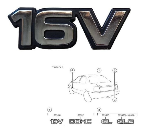 Emblema 16v Maleta Hyundai Elantra 1990 1991 1995 Original 