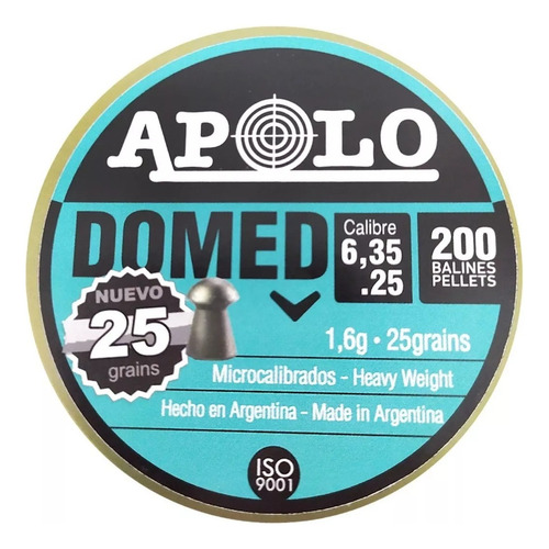 Imagen 5 de 10 de Balines Apolo Domed 6.35 X 200 25 Gr Caza Aire Comprimido