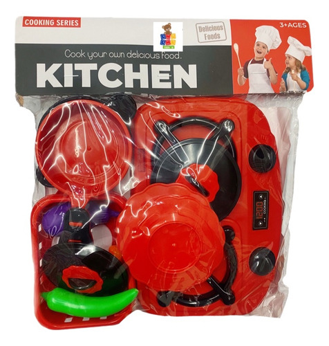 Juego De Cocina Con Parrilla Olla Platos Cubiertos 17pz