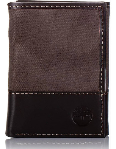 Timberland Billetera O Cartera Tipo Trifold De Cuero Y Lona 