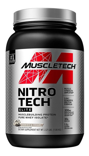 Nitro Tech Elite Pure Whey Isolate Protein Muscletech 2.2 Lb