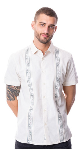 Camisa De Hombre De Manga Corta Bordada Guayabera