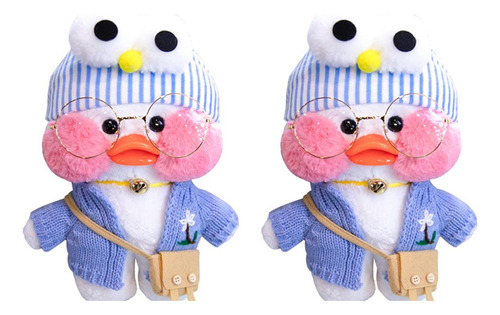 2kit Lalafanfan Café Peluche, Patito Blanco Con Accesorios B