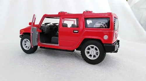 Hummer H2 Suv 2008, Roja, Escala 1:36, 12cms Largo, Metal