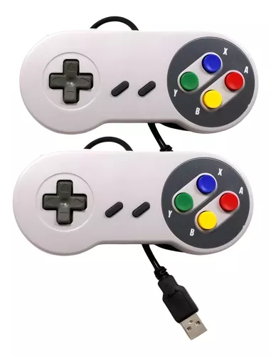 Kit C/2 Controle Super Nintendo Snes Joystick Usb Jogos Emulador Pc