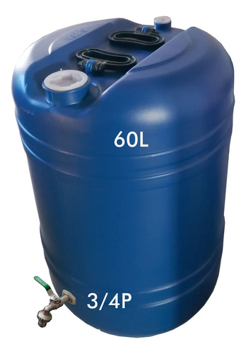 Bidón 60l Azul Hdpe2 Llave 3/4p Multiuso