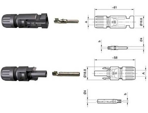 Imagem 3 de 4 de Conector Mc4 P/ Painel Cabo Solar 4 A 6mm Par Pronta Entrega
