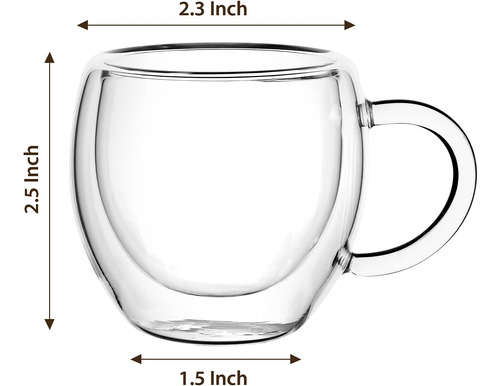 Juego De 2 Tazas De Espresso Con Asa, 74 Ml