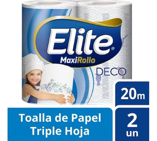 Toalla De Papel Elite Maxi Rollo Deco 2x20 Metros