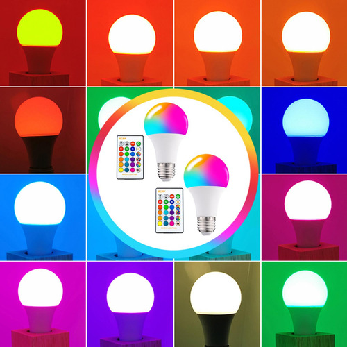 2 Uds Rgb Bombilla Led Cambio De Color Control Remoto