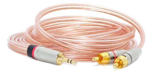 Cable Audio Plug 3,5 Stereo A 2 Rca  Metalico Dorado X 3 Mts
