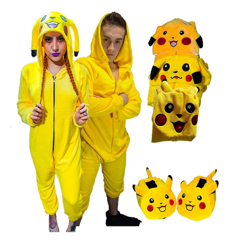 Combo Pijama Térmica Pikachu + Babuchas Niño