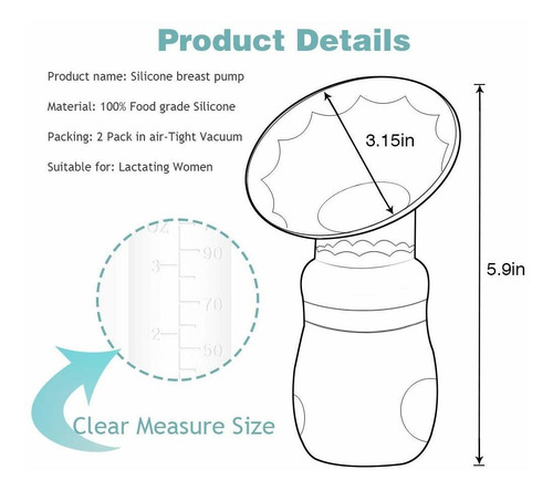 2 Paquete De Silicona Extractor De Leche Manual Con La Tapa