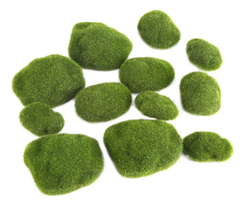 12 Piezas De Piedras De Musgo Artificiales Verdes Para Simul