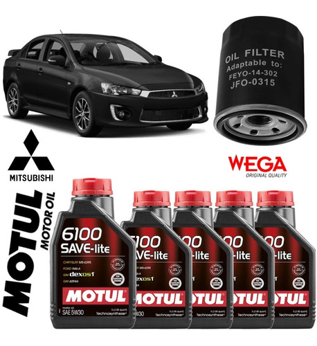 Kit Troca De Óleo Motul 5w30 Lancer 2.0 Hl Hli Jfo-0315