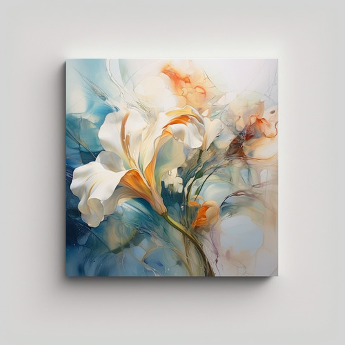 50x50cm Pintura Acuarela Intensa Lienzo Hermoso Flores