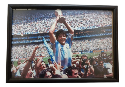 Maradona En La Cúspide - Poster Enmarcado 35 X 50 Cms