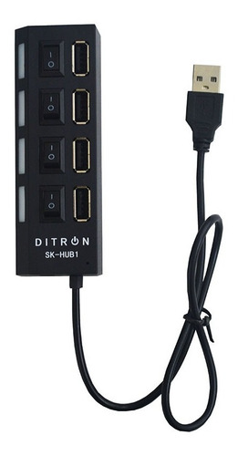 Hub Usb 4 Puertos Extension Multip C/ Switch Y Luces Ditron