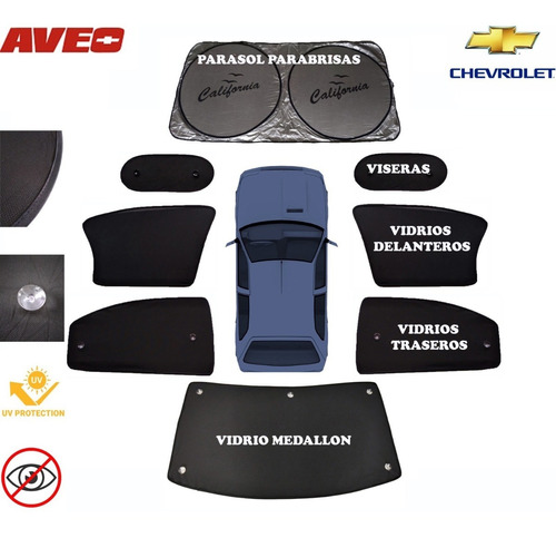 Parasol Cortinas Para Chevrolet Aveo 2008-2017 (8 Piezas)